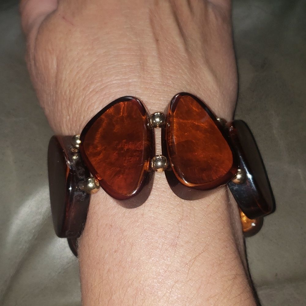 Large Plastic Tortoise Shell Stretchy Band Bangle Bracelet